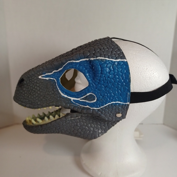 Velociraptor Jurassic World Blue Dinosaur Dino Rubber Halloween Mask Raptor - Picture 3 of 3